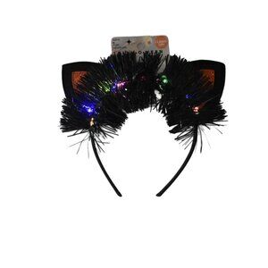 Scunci Glamoween Halloween Cat Ears Lights Up Headband Costume Party Black